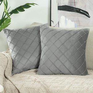 Grey Velvet Throw Pillow Case(2)